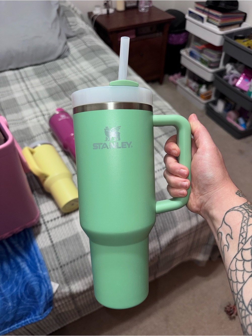 Stanley Mint Green Insulated Tumbler with Handle and Straw